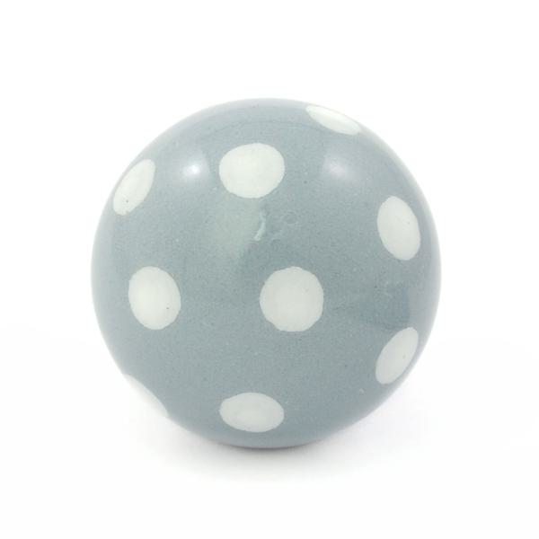 Knauf Ball einfarbig grau mit weißen Punkten