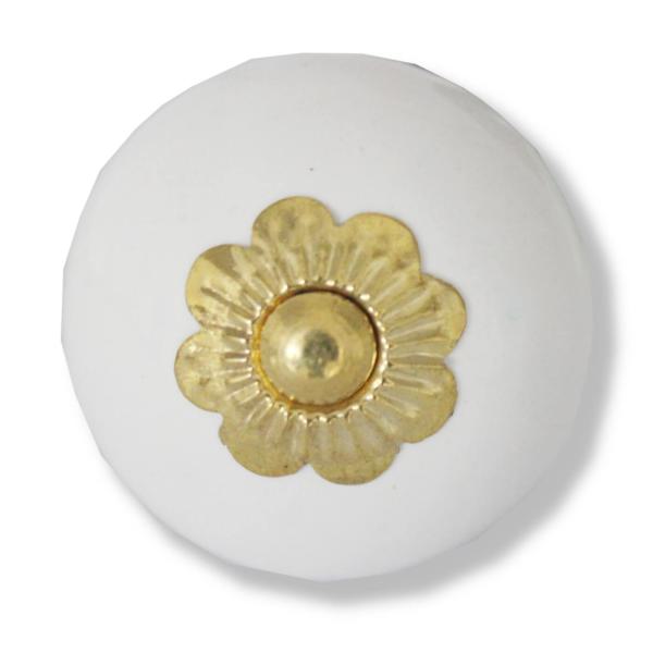 Weißer Knauf mit goldener Blütenrosette 